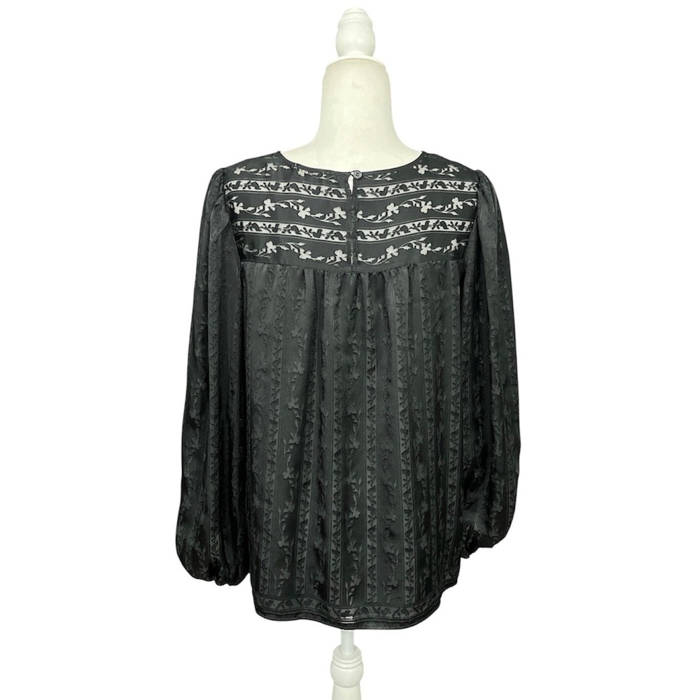 Dark Romantic Sz Medium Puff Sleeve Floral Blouse Max Studio Fairycore - Picture 2 of 7